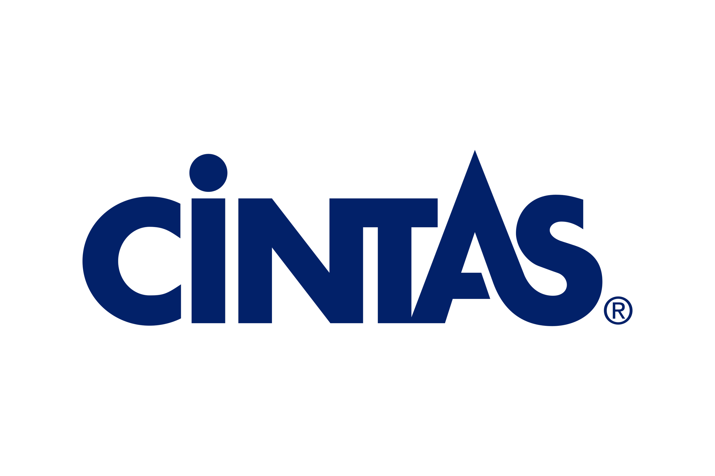 The logo of Cintas, a company specializing in corporate identity uniforms and facility services, featuring the word CINTAS in bold blue uppercase letters.