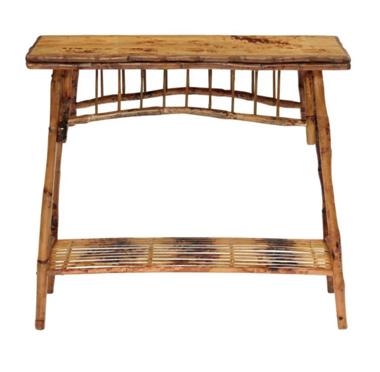 Antiqued Rattan Console Table