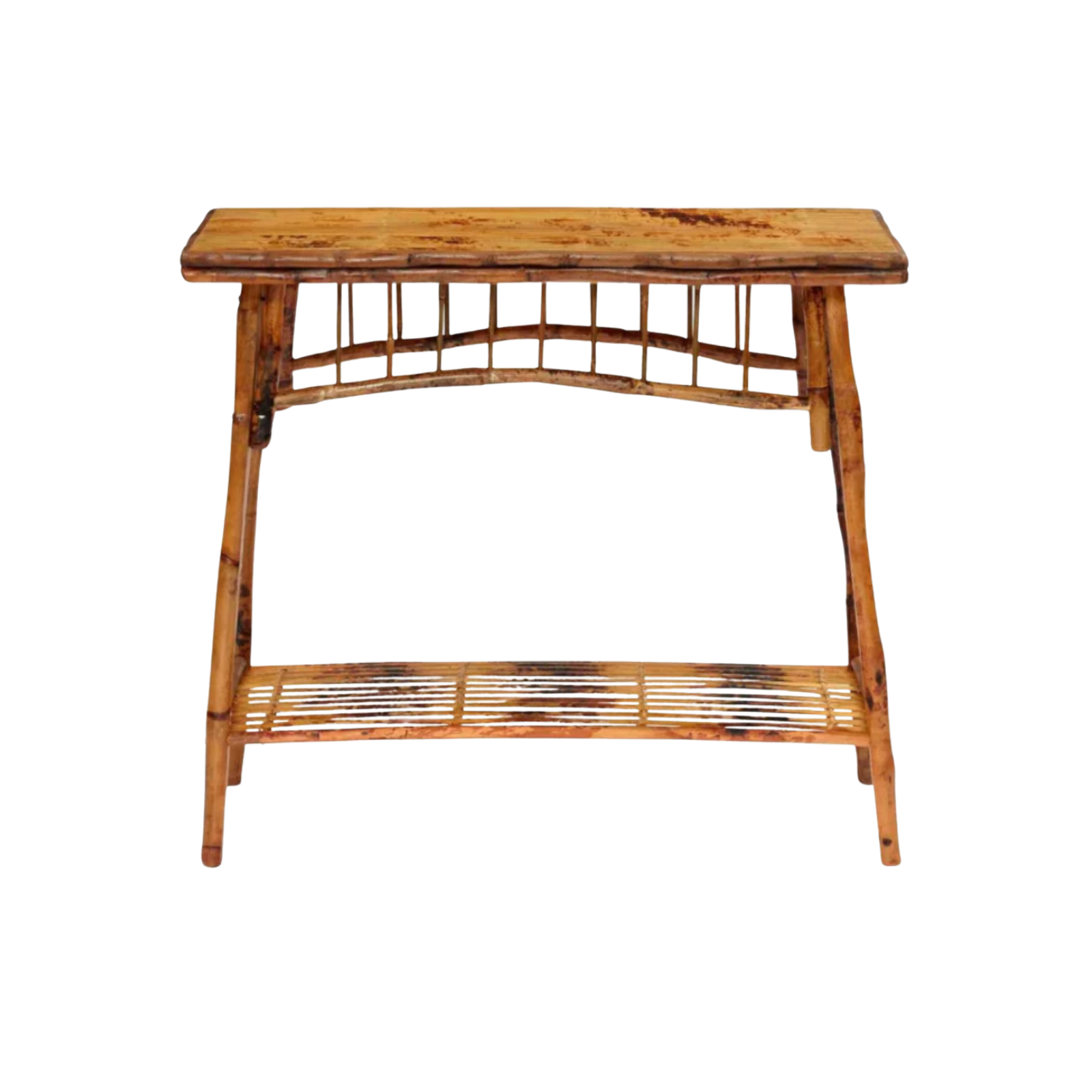 Antiqued Rattan Console Table