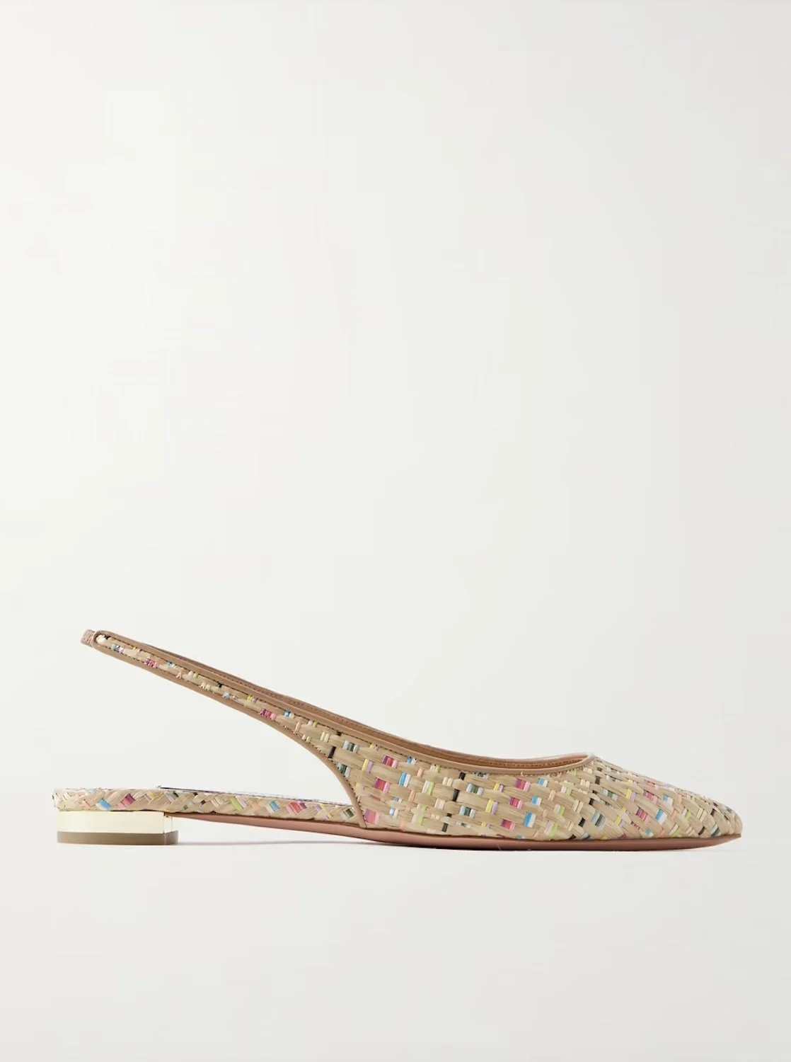 Leather-trimmed Raffia Slingback Flats