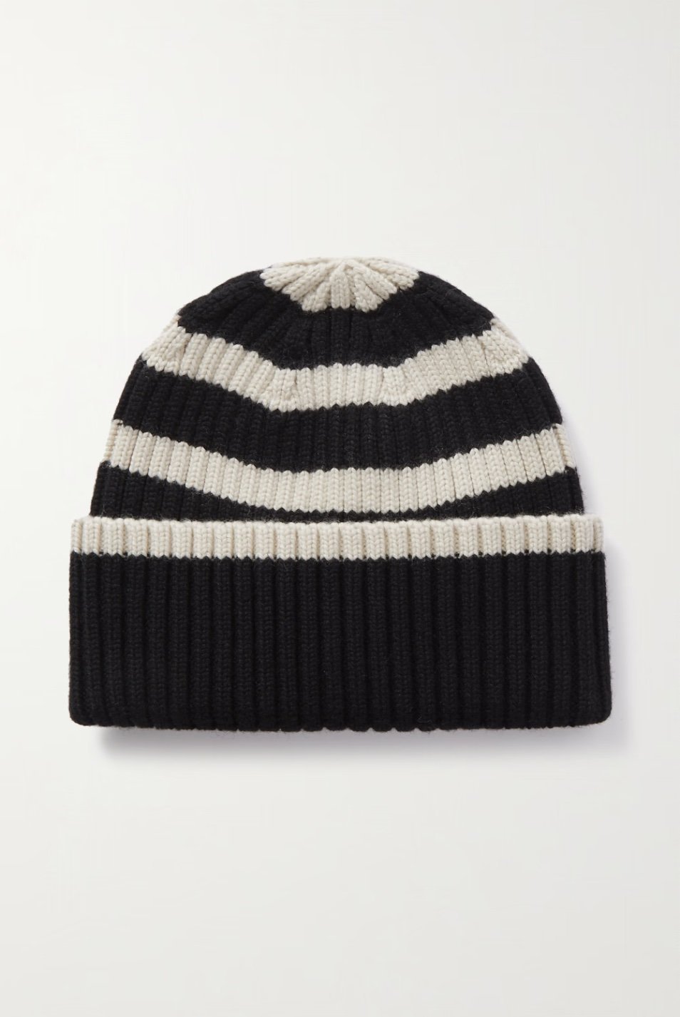 Toteme Striped Ribbed-Knit Wool Beanie 