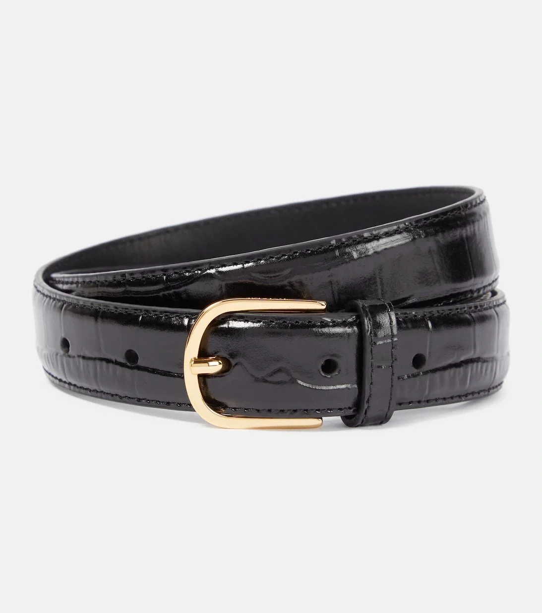 Toteme Croc-Effect Patent Leather Belt