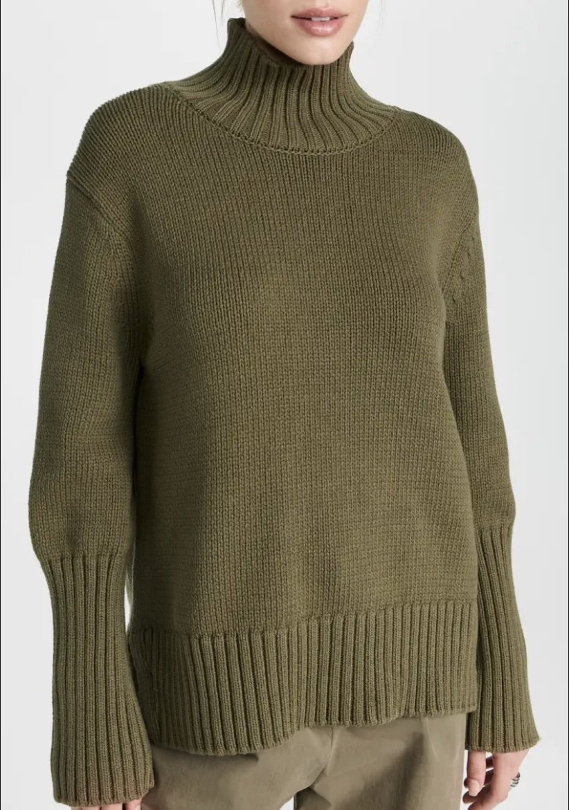 White+Warren Cotton High Rib Turtleneck