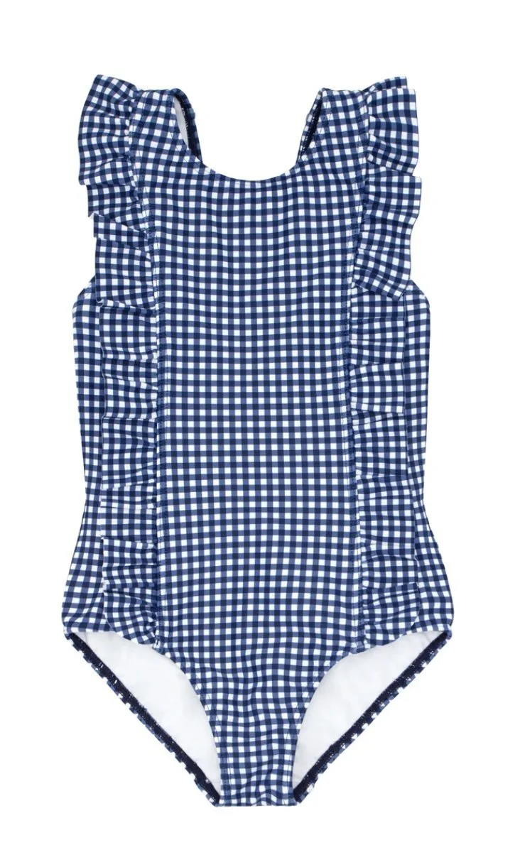 Minnow Girls Gingham Ruffle Bathing Suit