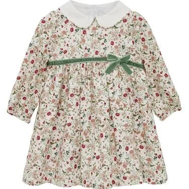 Little Adriana Dress, Pink Floral Bird