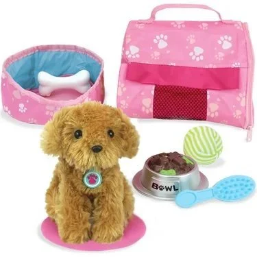 18'' Doll Puppy Dog &amp; Carrier Set, Pink