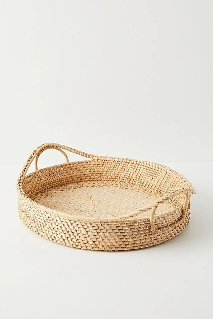 Anthropologie Rattan Decorative Tray