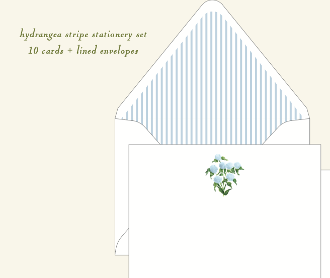 Hydrangea Stripe Stationery Set