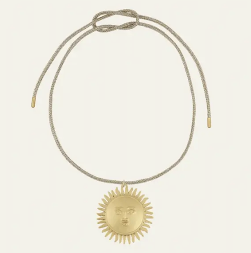HART Gold Lurex Necklace Cord + Sun Medallion