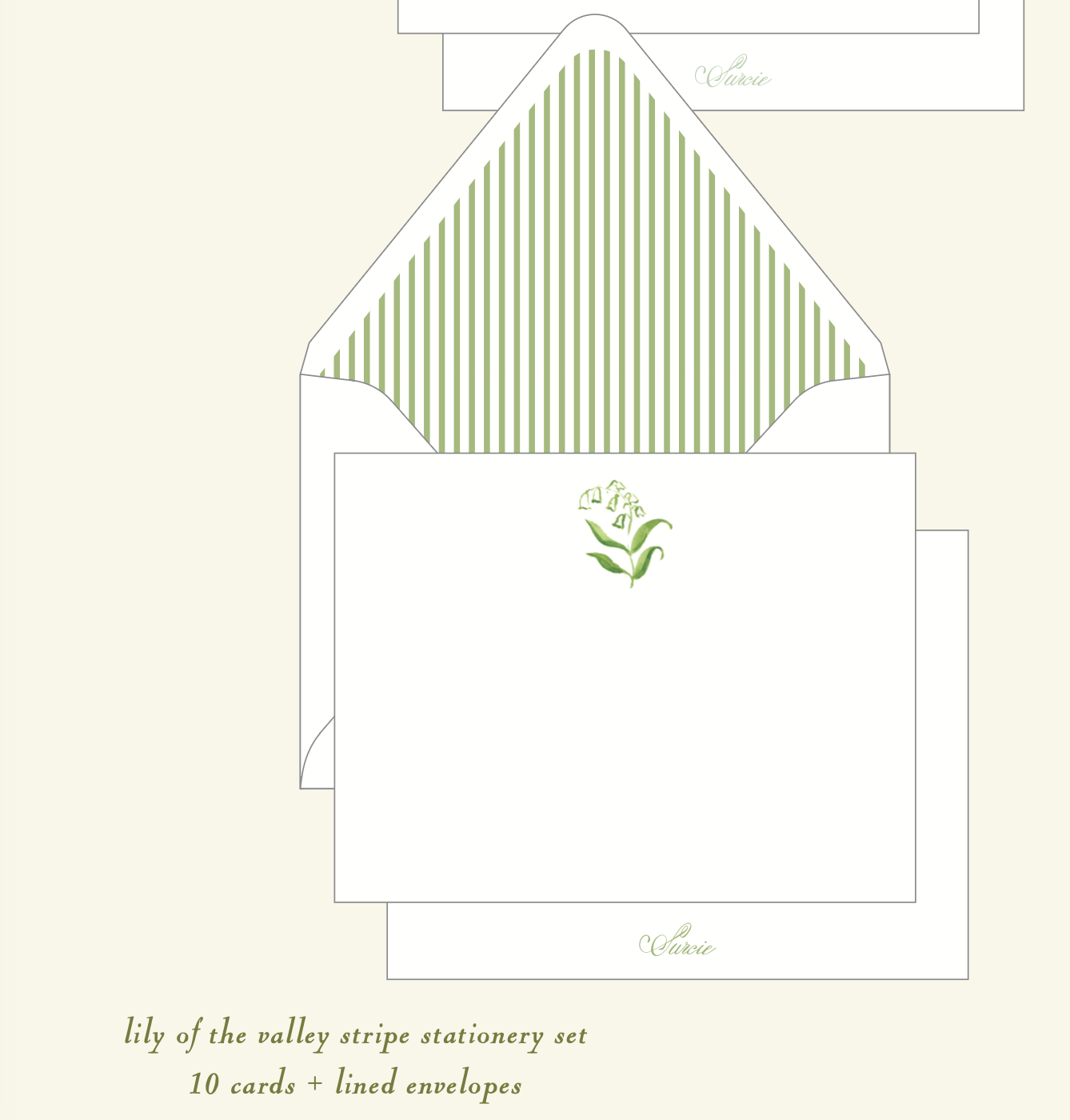Lilly of the Valley Stripe Stationery Set