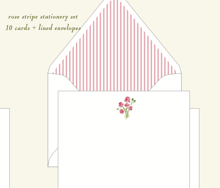 Rose Stripe Stationery Set