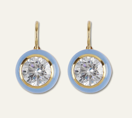 HART Blue Enamel Bezel Earrings
