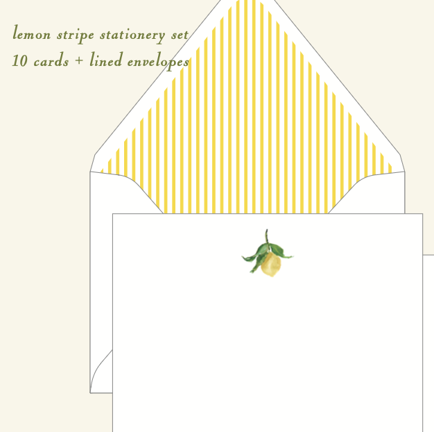 Lemon Stripe Stationery Set