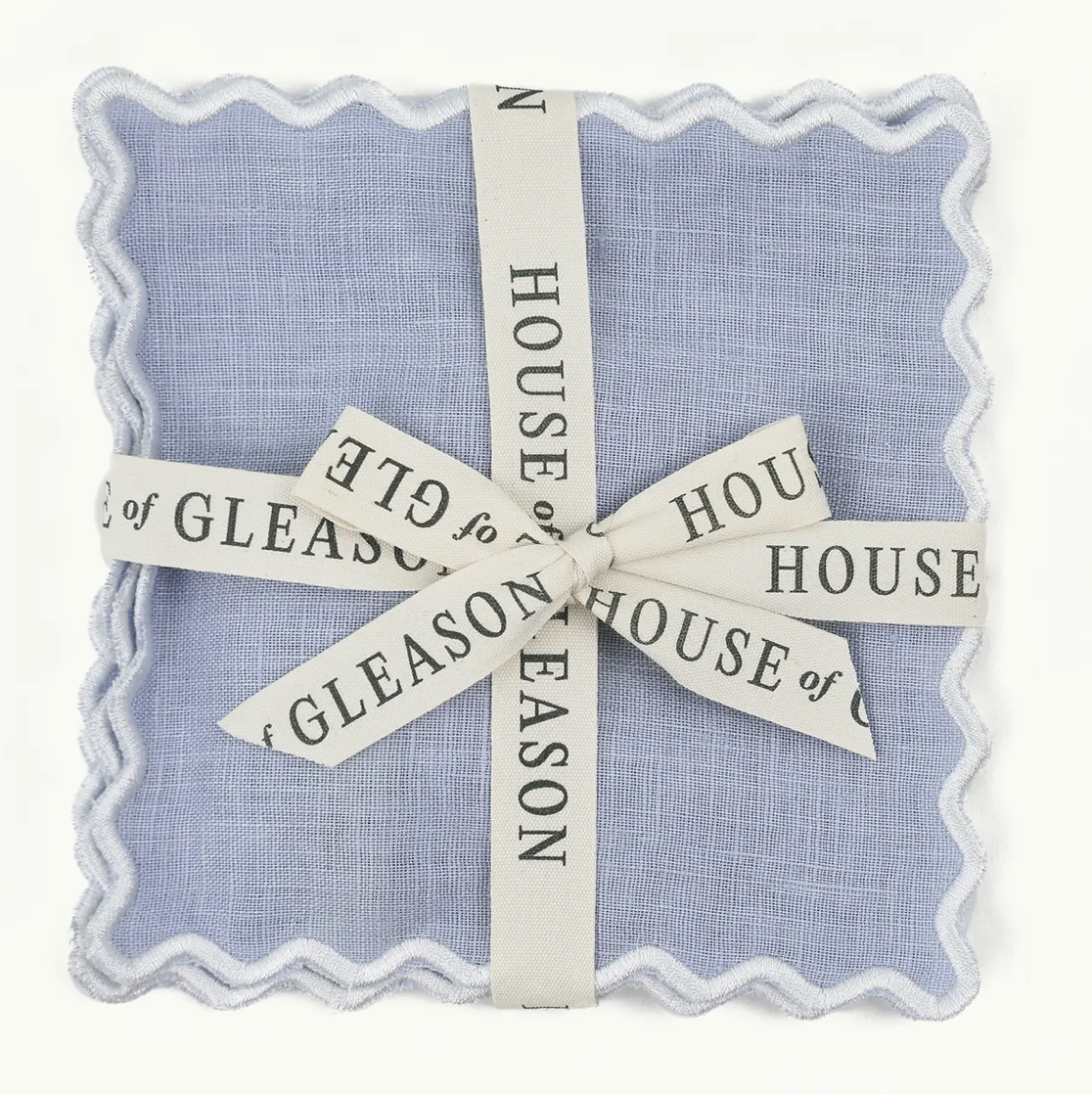 Powder Blue Linen Square Cocktail Napkins - Set of 4