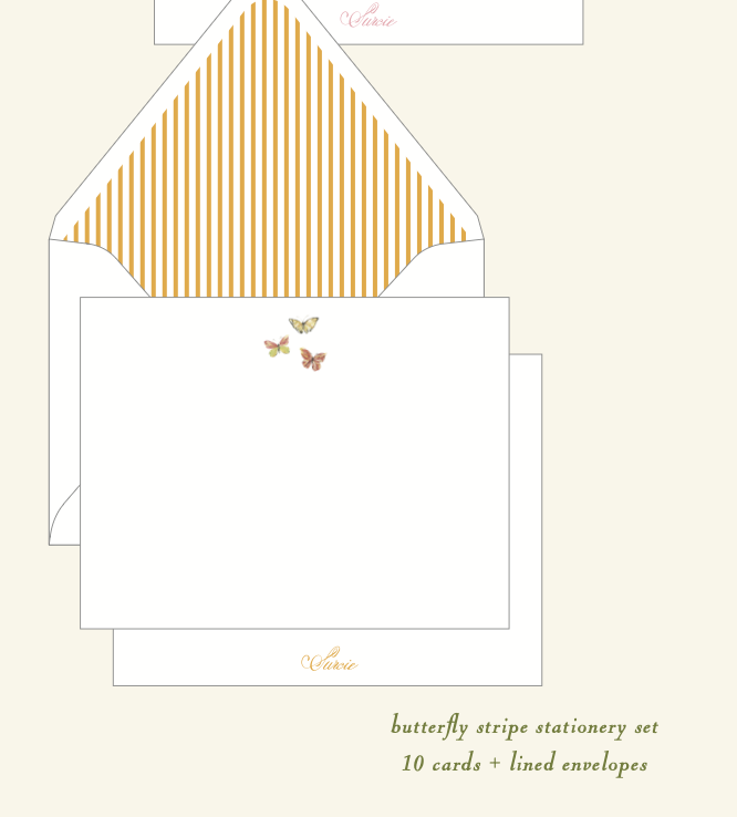 Butterfly Stripe Stationery Set