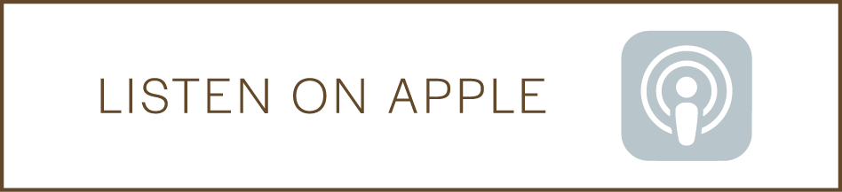 An Apple podcast logo next to the text 'Listen on Apple' on a black background.