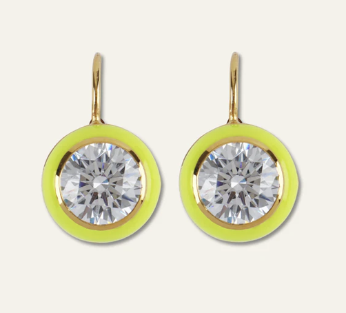 HART Chartreuse Enamel Bezel Earrings