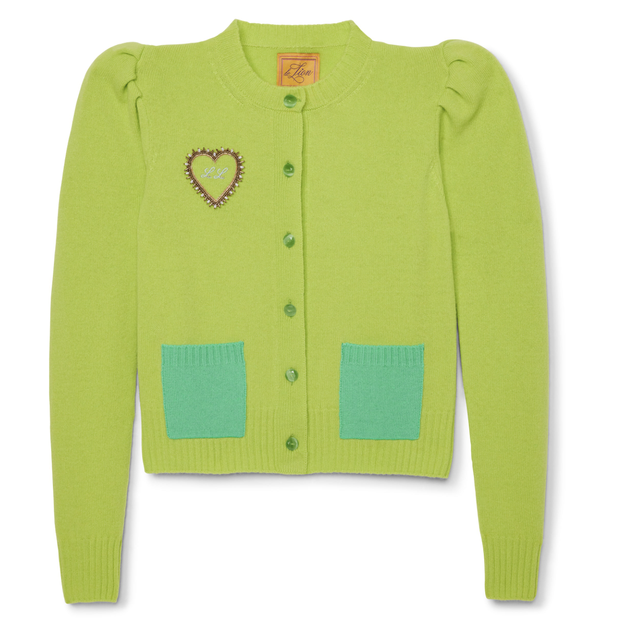 Laurita Puff Sleeve Cardigan Key Lime