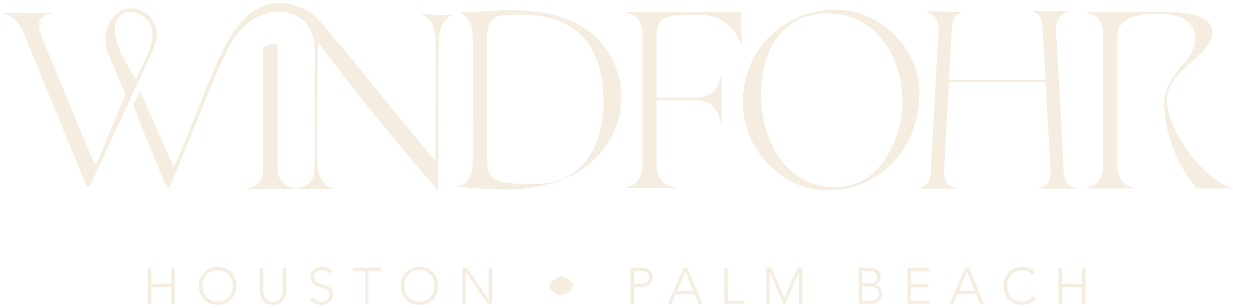 The image features the text "WINDOOR" in large, elegant, stylized font. Below, in smaller font, it says "HOUSTON" and "PALM BEACH," separated by a dot.