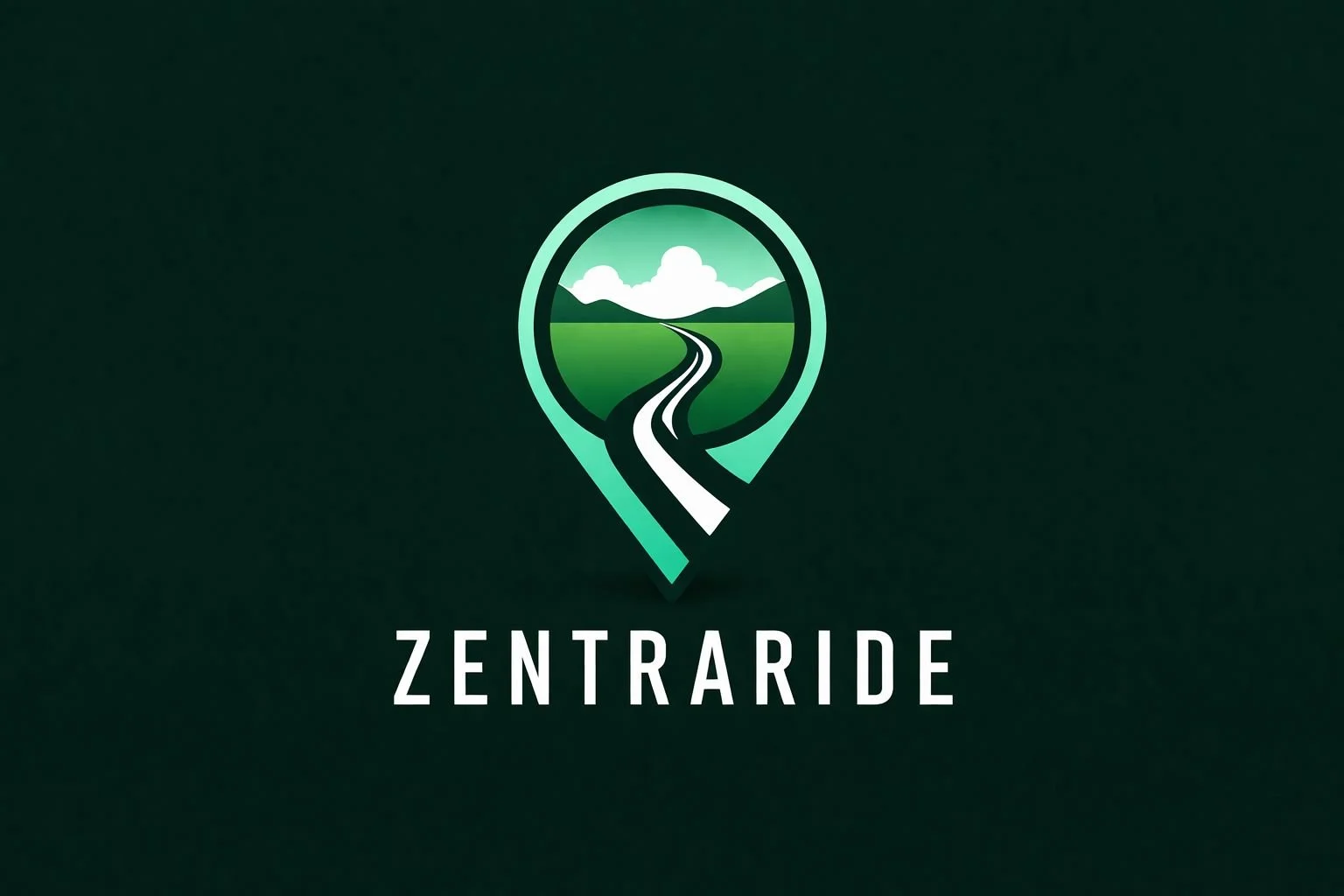 Logo con un icono de un camino en un paisaje de montañas y cielo y la palabra ZENTRARDE debajo