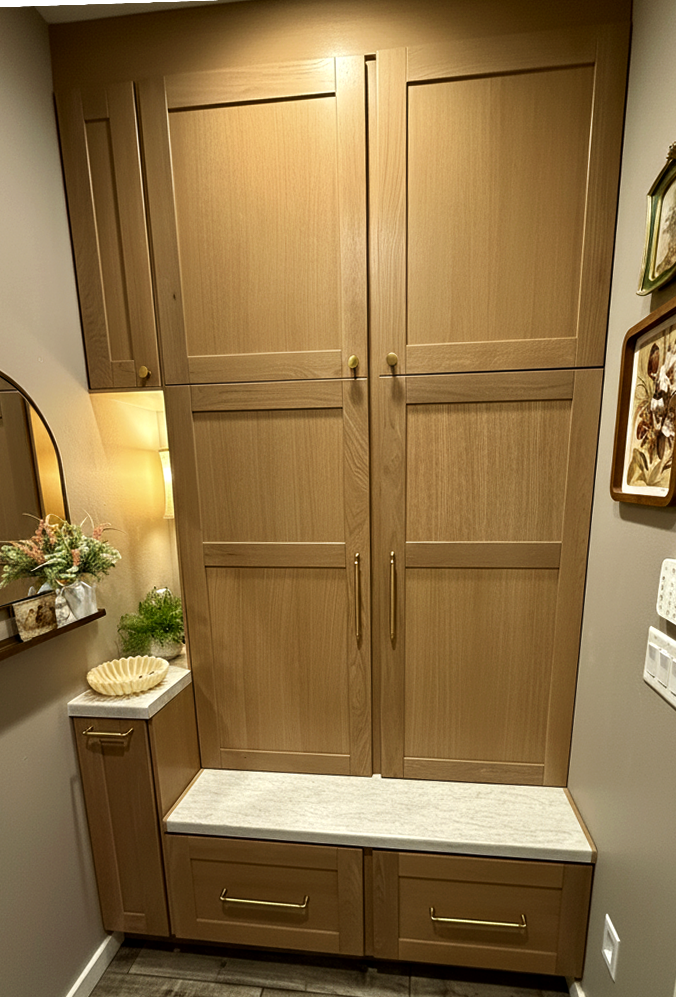 Transitional White Oak Mudroom