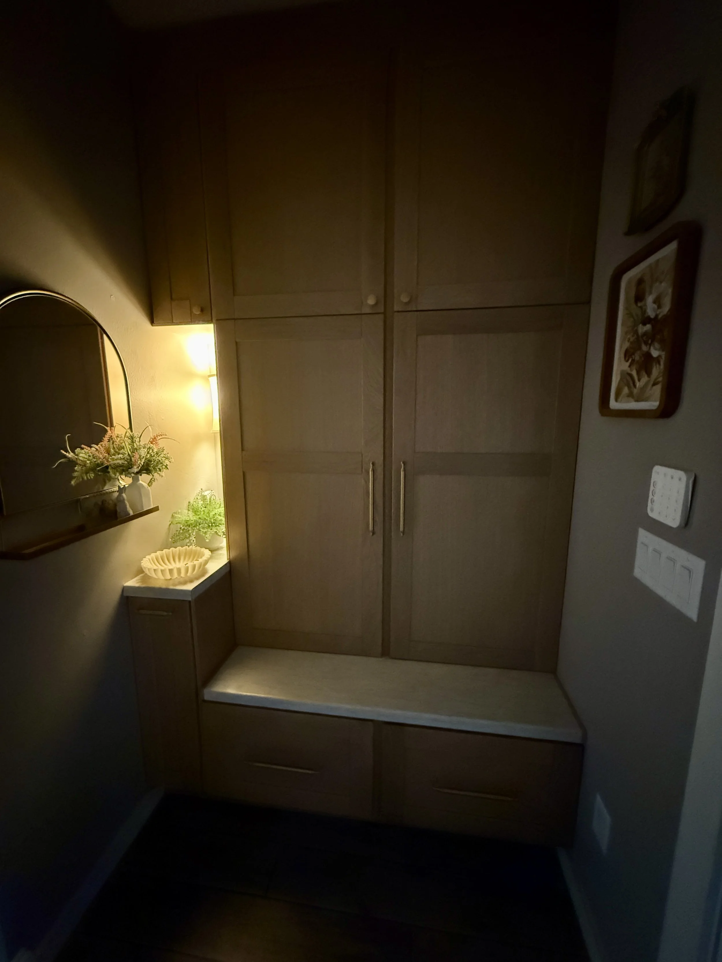 Added an outlet ideal for charging devices and bringing some great light to the space