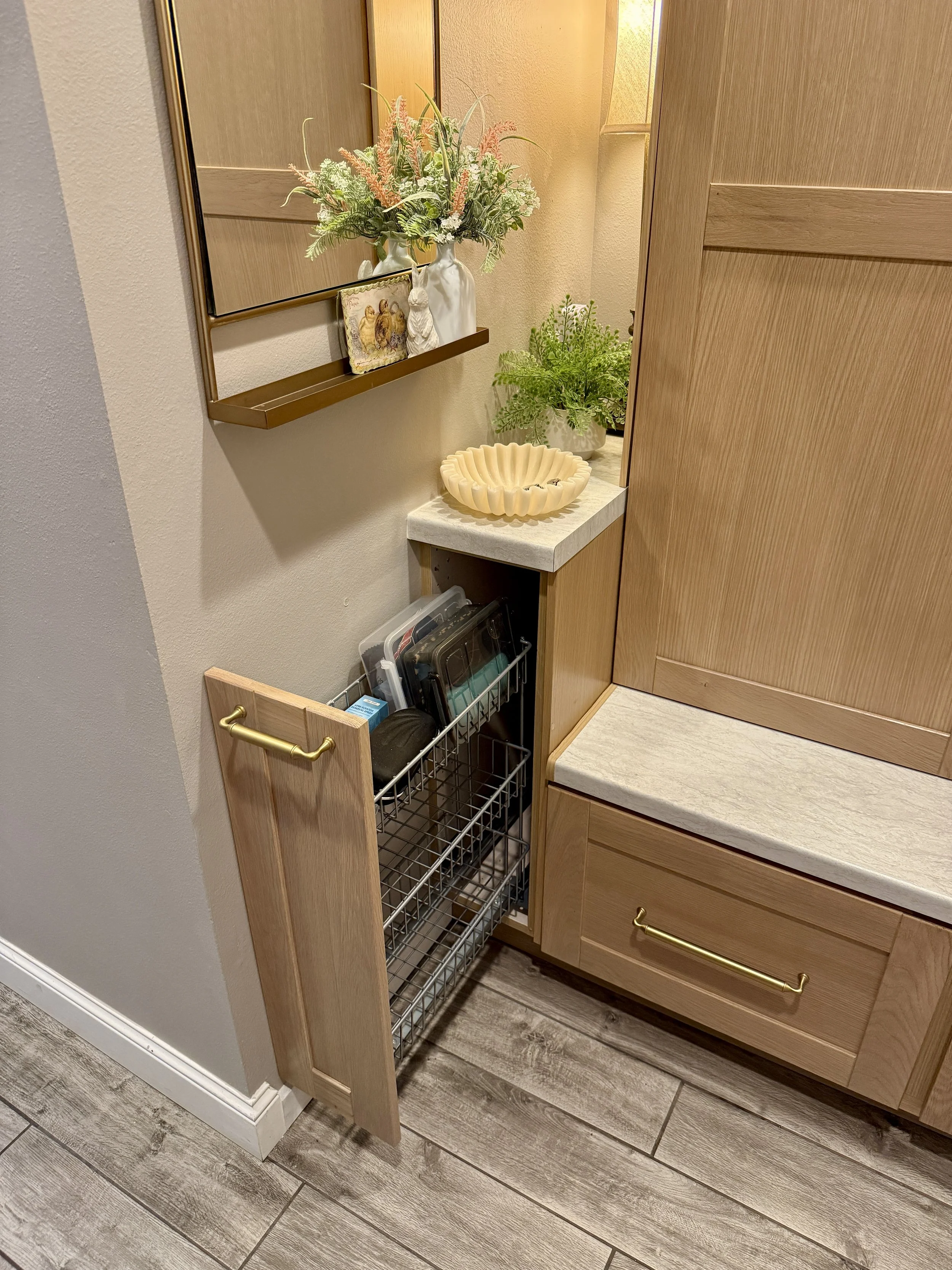 Room for glasses, bags, and other handheld items