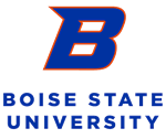 Boise State University logo with a stylized letter B in blue and red