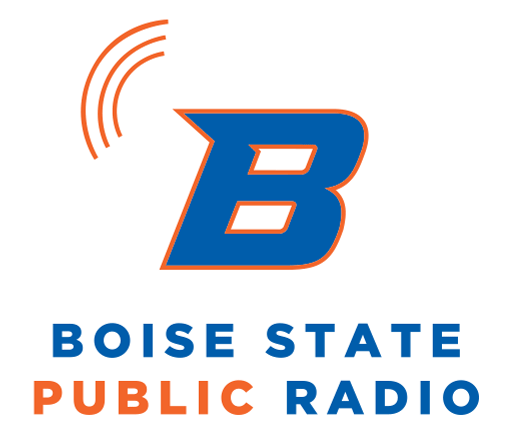 Boise State Public Radio logo with a large blue 'B', orange and blue sound waves above, and text in blue and orange that reads 'Boise State Public Radio'.