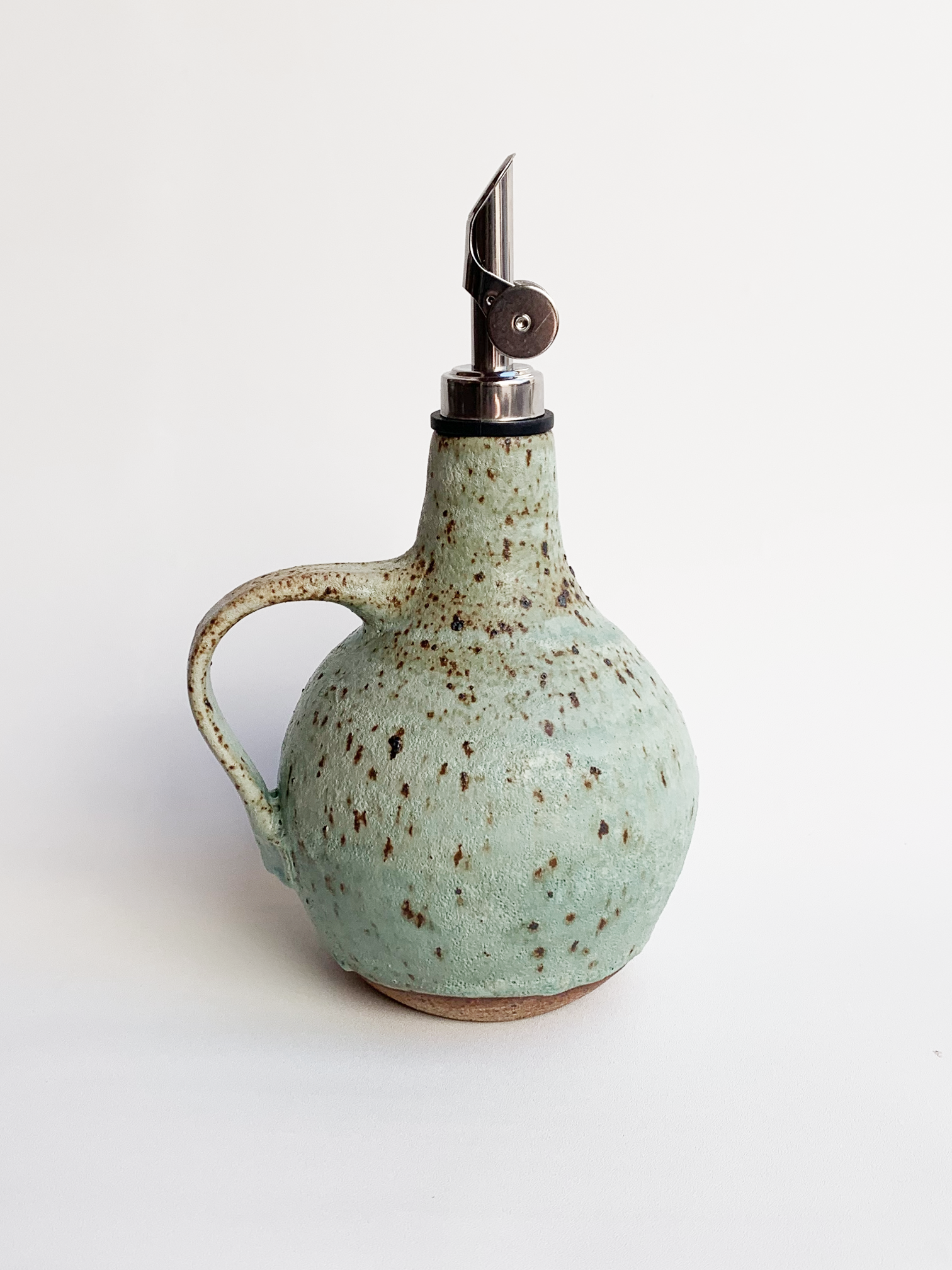 Turquoise Speckled Stoneware Oil Cruet