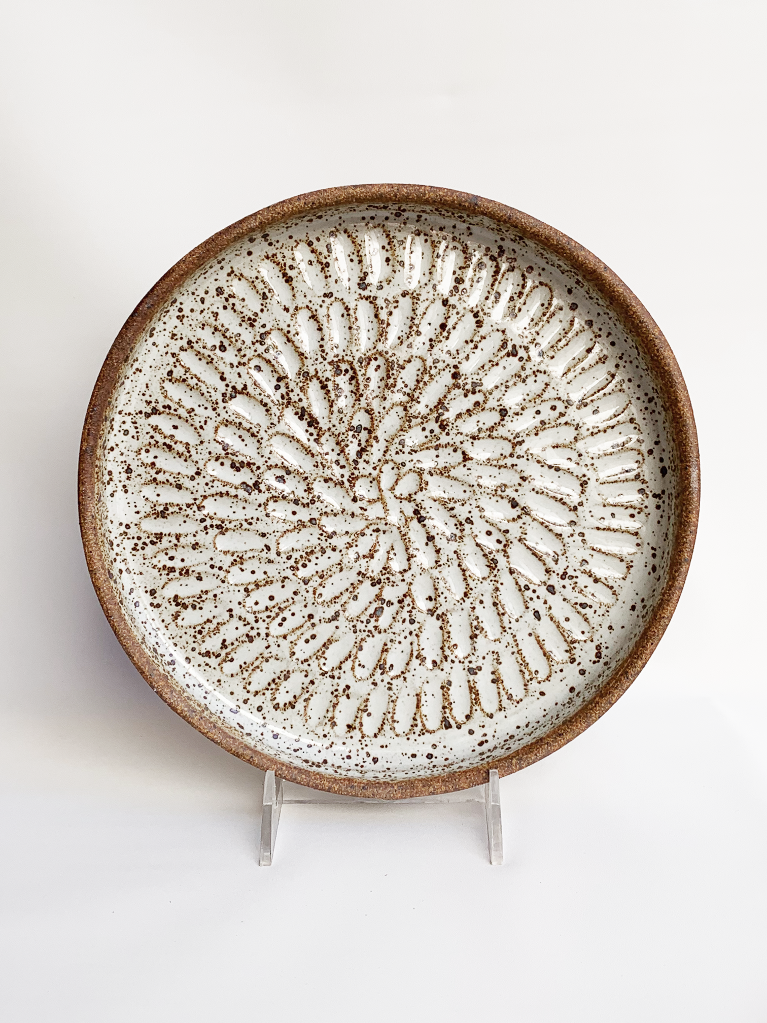 Carved Stoneware Serving Platter
