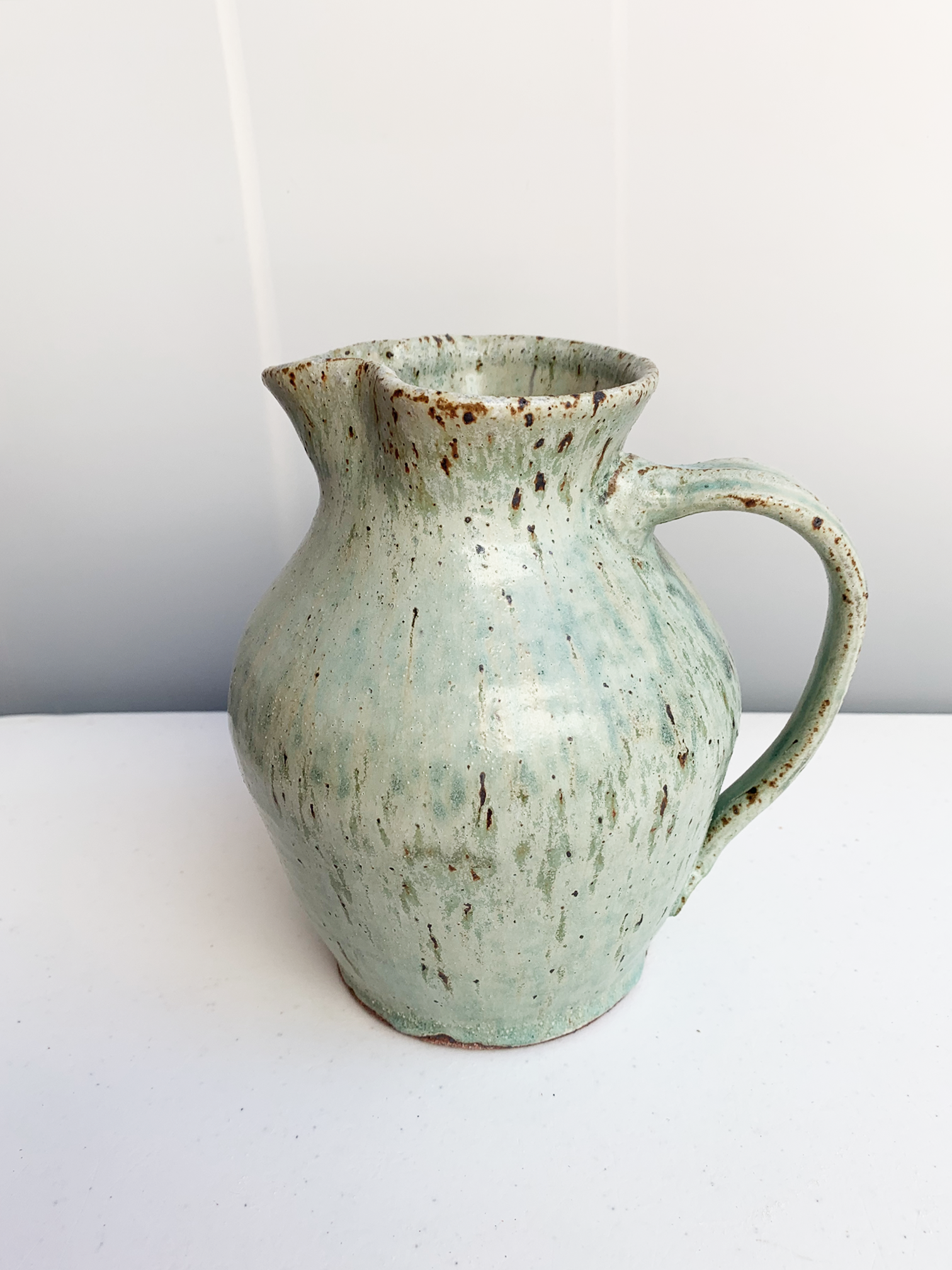 Turquoise Speckled Stoneware Pitcher