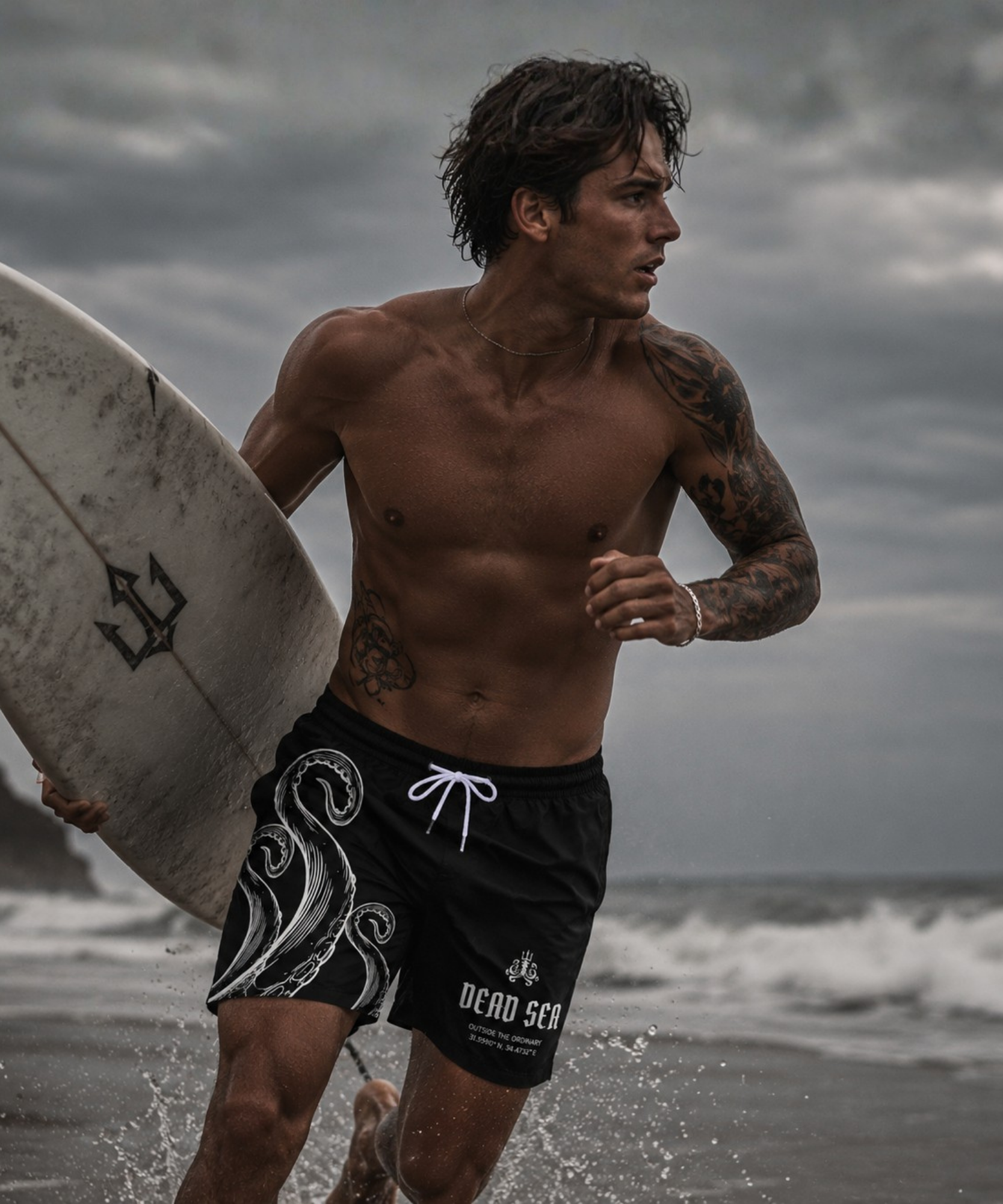 Men's Black Mid-Length Swim Shorts