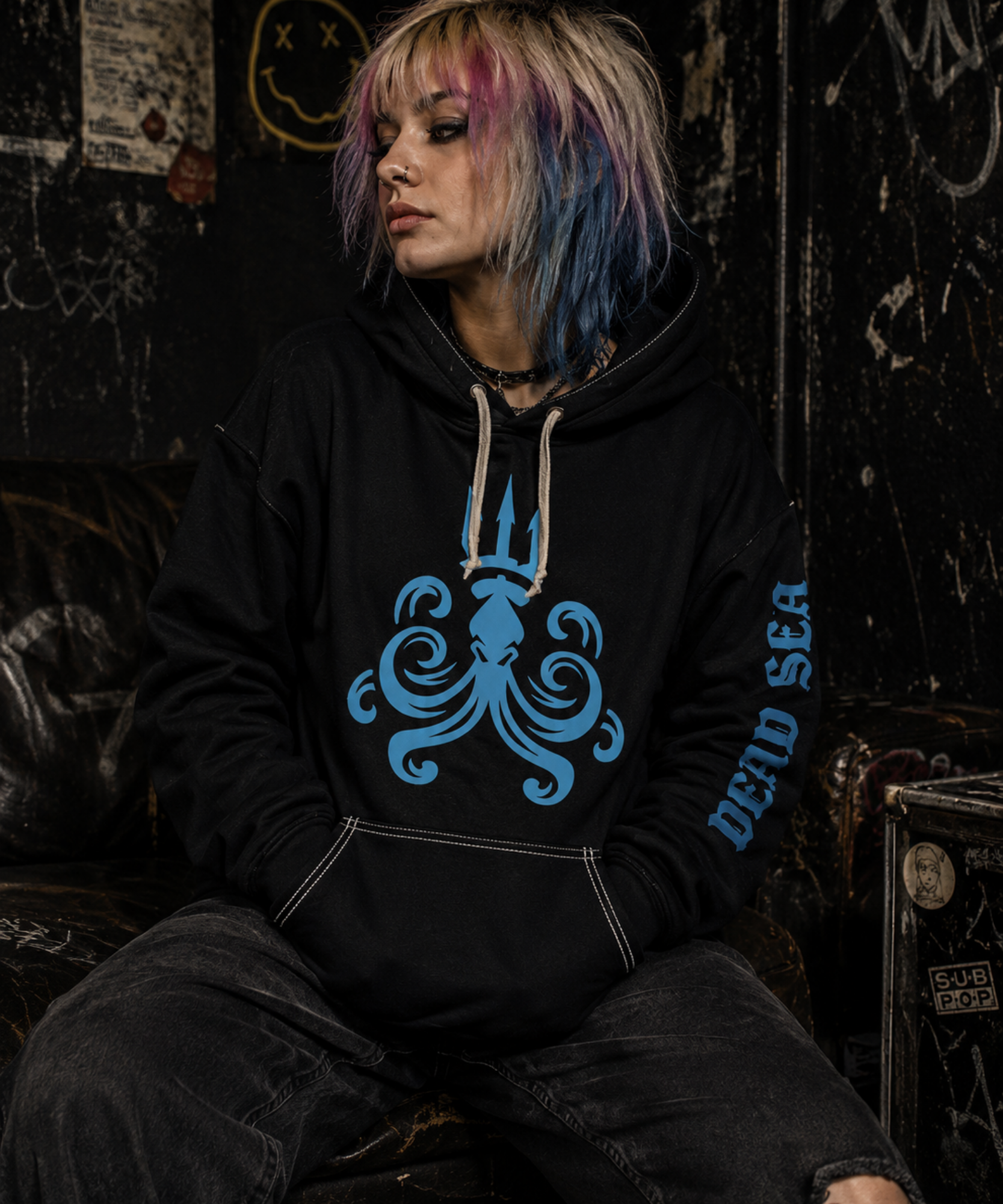 (1) Female Model Unisex King Kraken Hoodie.png