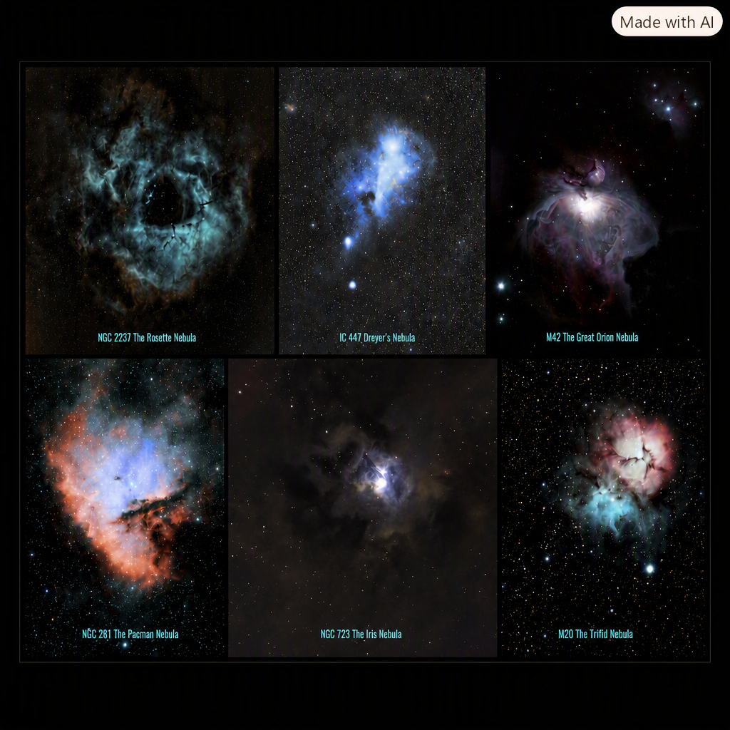 Nebulae Photo Collage - 6 Deep-Space Nebulae Prints | Framed & Unframed