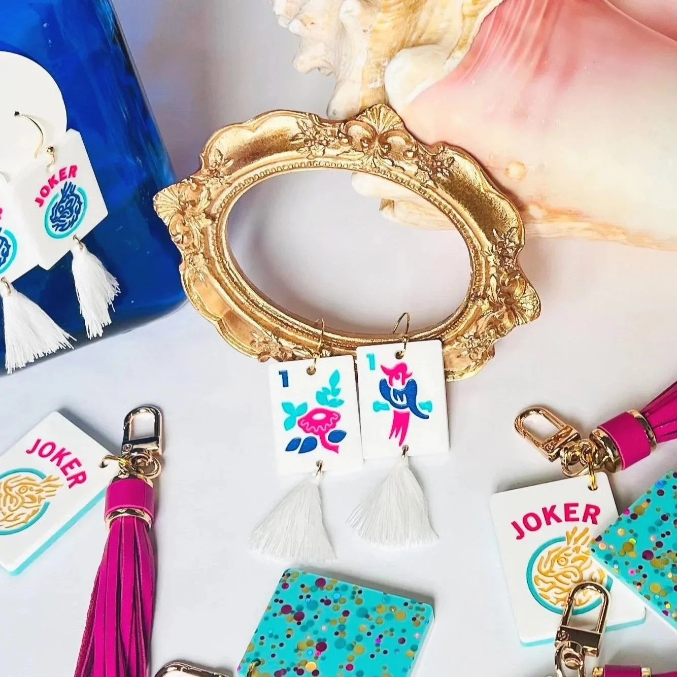 Tasseled Tile Earrings