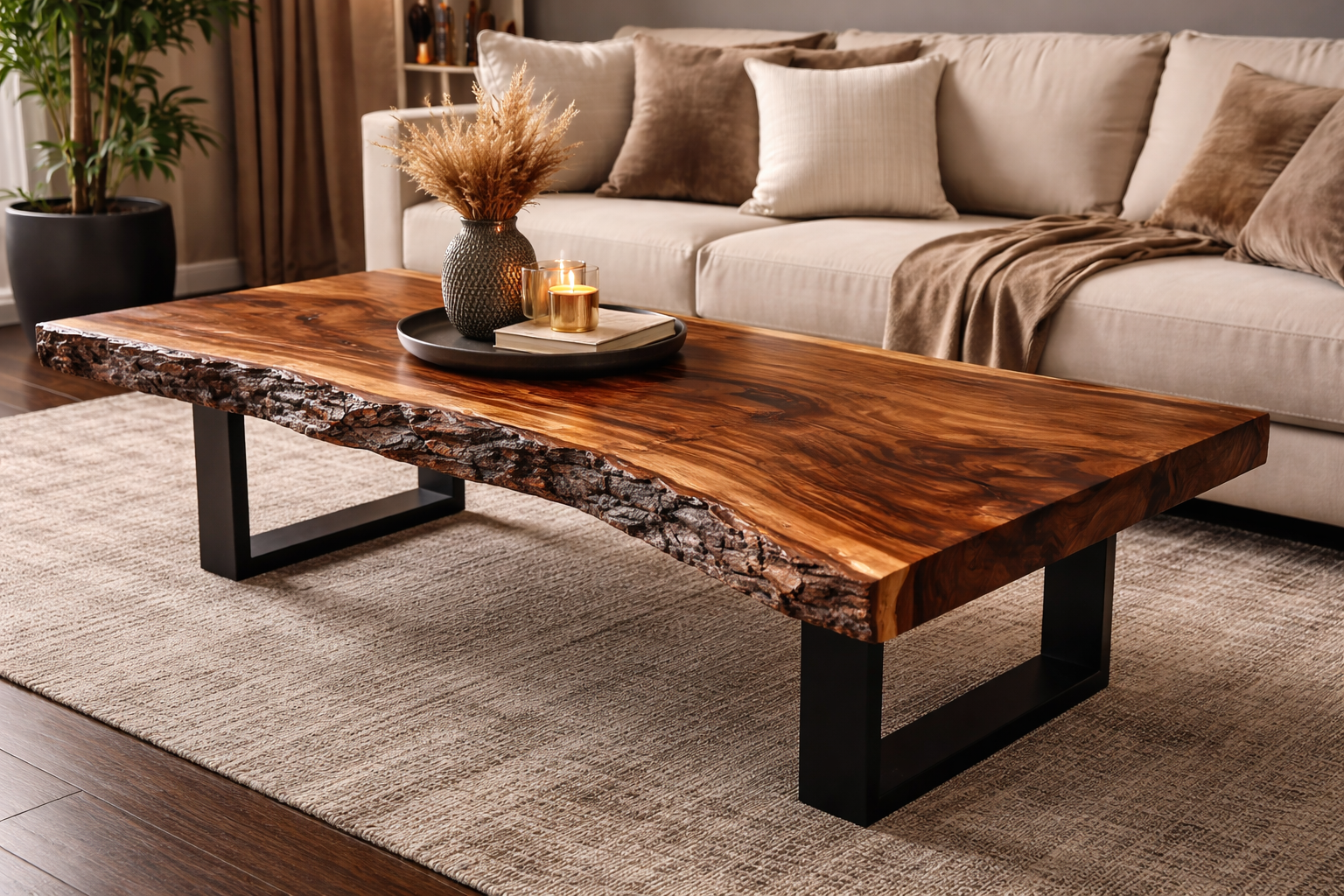 Live edge walnut coffee table