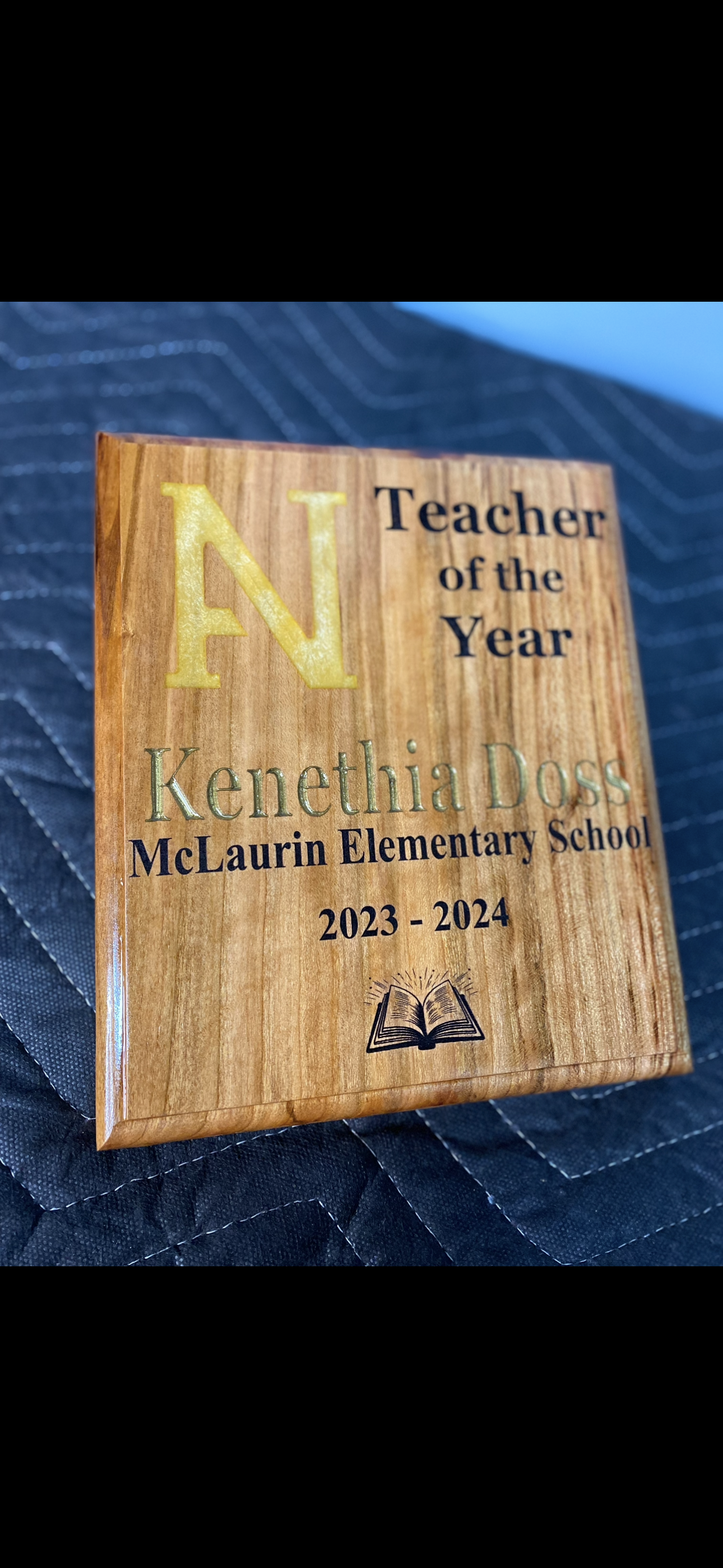 Custom Teacher Award with Epoxy Logo