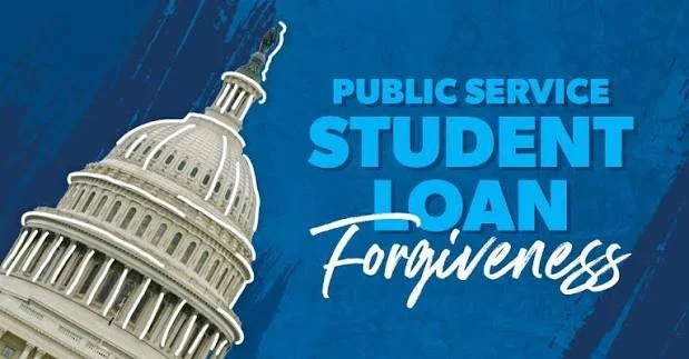 Graphic with an illustration of the U.S. Capitol building and text that reads 'Public Service Student Loan Forgiveness'.