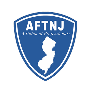 Logo of AFTNJ (American Federation of Teachers New Jersey), featuring a shield with the state of New Jersey silhouette in the center.