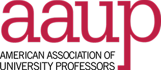The image displays the word 'aaup' in large pink lowercase letters on a black background.