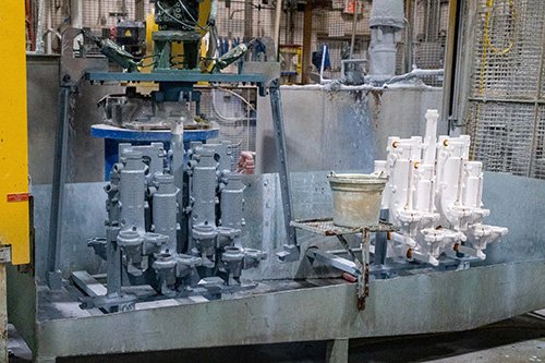 Industrial manufacturing equipment used to produce precision castings.