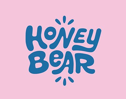 Pink background with blue text that says "HONEY BEAR" in a playful font.