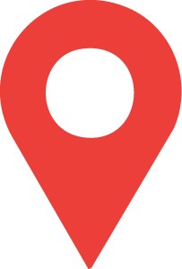 A red location pin icon on a white background.