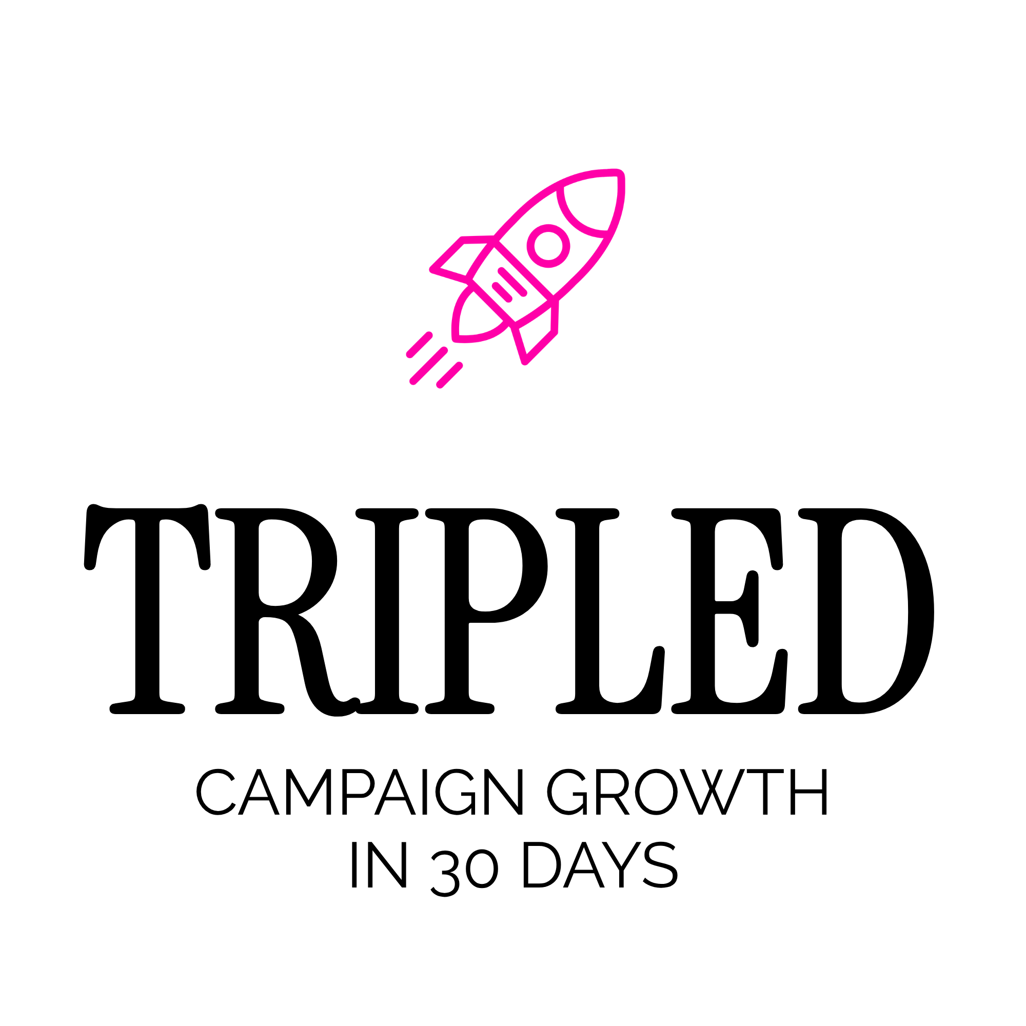 Neon pink outline of a rocket ship with flames underneath, set against a black background.