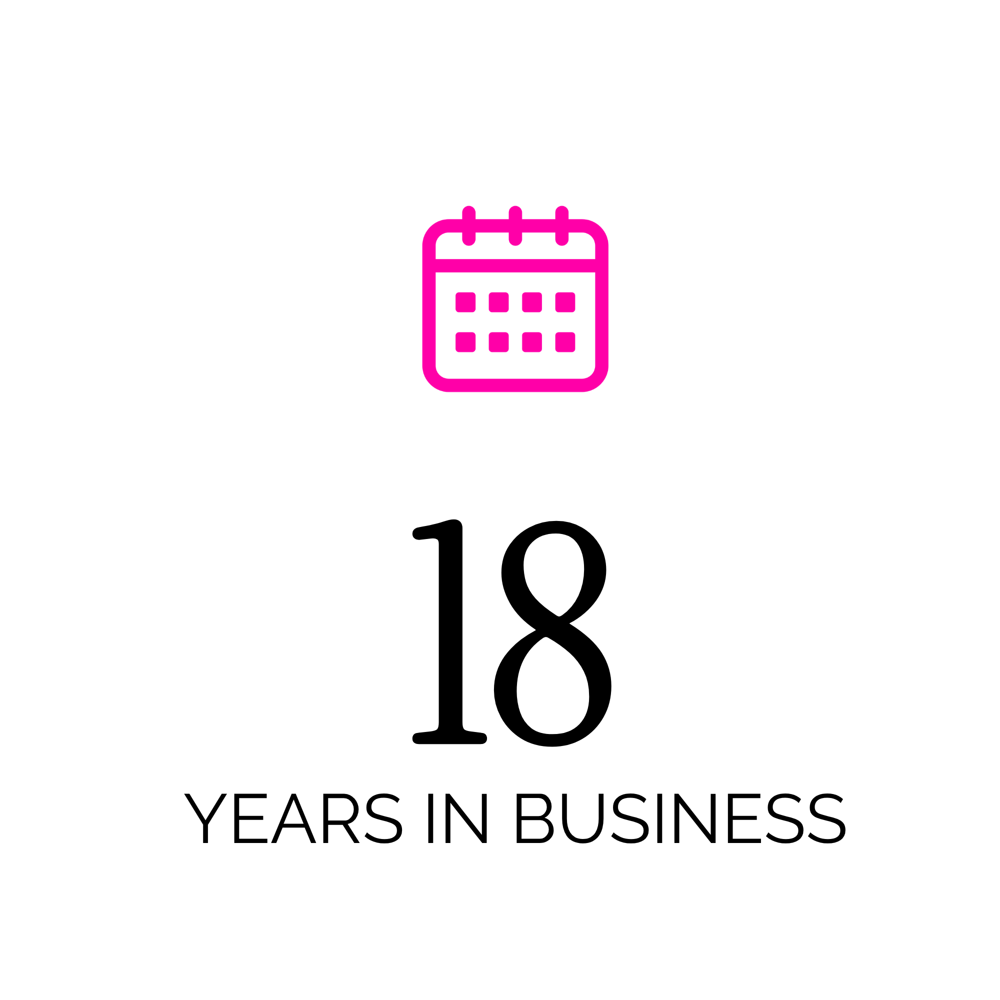 Black background with pink outline of a calendar icon in the center.