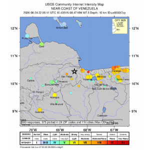 Venezuela: Two Earthquakes, One Minute Apart