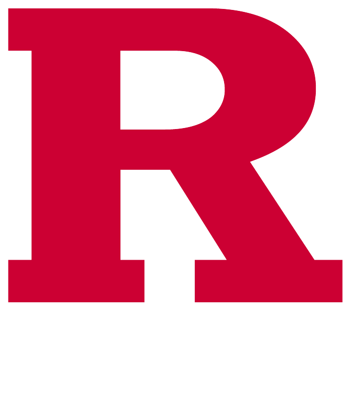 The Rutgers University logo featuring a large red block letter R and the word 'RUTGERS' in white beneath.
