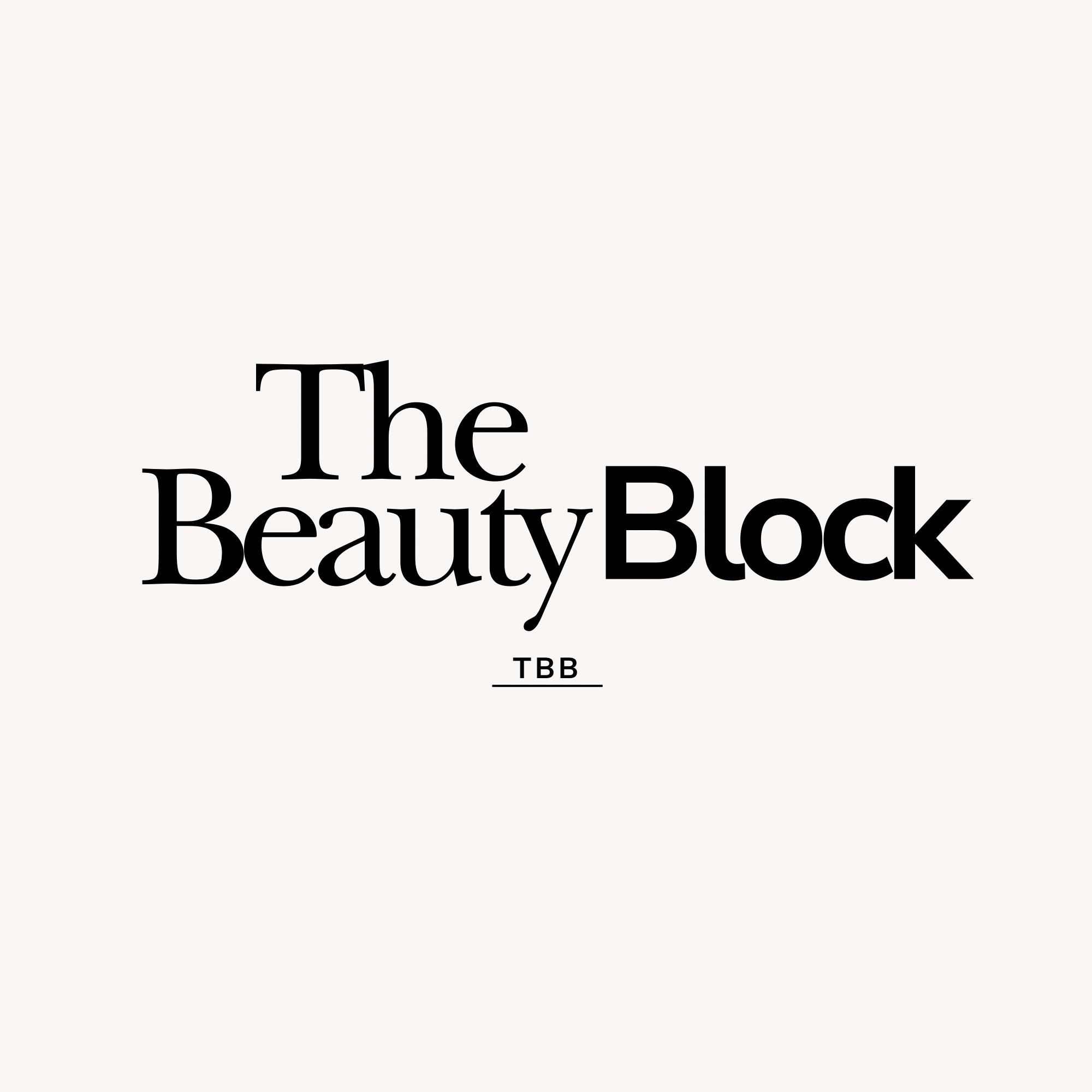 Logo for The Beauty Block with the acronym TBB beneath