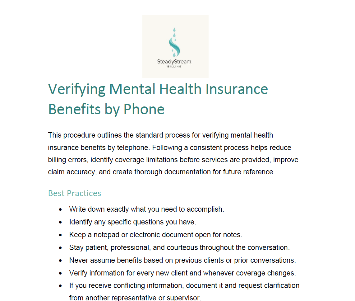 How to Verify Mental Health Insurance Benefits by Phone [+Free Checklist for Therapists]